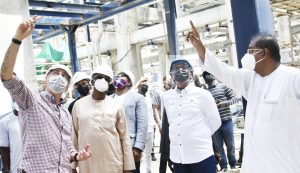L-R, Chairman Oriental Energy Resources, Mohammed Indimi, President / Chief Executive, Dangote Industries Limited, Aliko Dangote,  Group Executive Director,  (Strategy, Capital Projects & Portfolio Development) Dangote Industries Limited, Devakumar  Edwin, During the Facility Tour to   Dangote Oil Petroleum, petrochemical Projects, Lekki Lagos on  Saturday 10th, July 2021