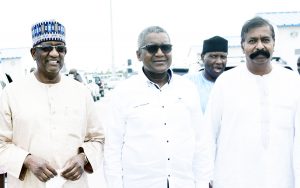 L-R, Chief Operations Officer, Dangote Oil Refining Company, Giuseppe Surace, Chairman Oriental Energy Resources, Mohammed Indimi, President / Chief Executive, Dangote Industries Limited, Aliko Dangote, Group Executive Director,  (Strategy, Capital Projects & Portfolio Development) Dangote Industries Limited, Devakumar  Edwin,    During the Facility Tour to Dangote Oil Petroleum, petrochemical Projects, Lekki Lagos on  Saturday 10th, July 2021
