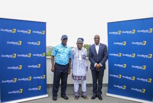 Chief Olusegun Obasanjo, former President, Federal Republic of Nigeria (middle); Mr. Tunde Owolabi, Group Executive, Retail Banking (Lagos & West), First Bank of Nigeria Limited (right) and Mr. Kola Adeneye, Captain of Abeokuta Golf Club (left), following a courtesy visit to Chief Olusegun Obasanjo in Abeokuta on Monday, ahead of the FirstBank sponsored 5th Olusegun Obasanjo Open Golf Championship organised by Abeokuta Golf Club, scheduled for this weekend. 