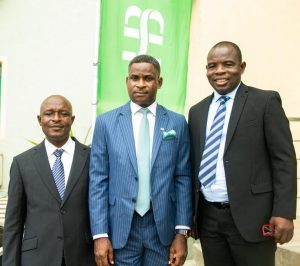L-R: Titus Nwokoji, Chairman of Finance Correspondents Association of Nigeria; Olusegun Akanji, Divisional Head, Strategy and Business Solutions of Heritage Bank Plc and former Chairman of FICAN and Deputy Business Editor of Vanguard, Babajide Komolafe, during the duo Platinum Awards presented to Ifie Sekibo and Heritage Bank for Outstanding Support towards FICAN and Financial Reporting, respectively at the Finance Correspondents Association of Nigeria’s (FICAN) 30th-anniversary conference and awards with the theme: “Financing Infrastructure & SMEs for inclusive growth in the post-COVID-19 economy,” held in Lagos, weekend.