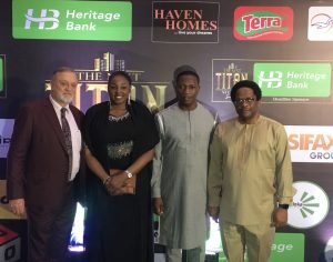 R-L: Dike Dimiri, the Divisional Head, Product Management & Inclusive Banking, Heritage Bank; Mide Akinlaja, Executive Producer, The Next Titan; Kemi Areola, Special Assistant, Youth, ICT & Corporate Relations to Minister of Youth and Sports Development and Chris Parkes, judges of The Next Titan, during the Premier of The Next Tian in collaboration with Heritage Bank as Lead Sponsor, held in Lagos.
